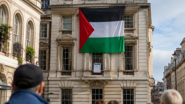 Une statue de Marwan Barghouti installée sur le toit de Palestine House à Londres, Camden ouvre une enquête